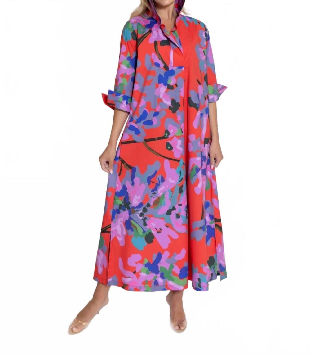 NEW HOUSE OF MBR ruthie shirt midi dress in miss scarlet - Picture 2 of 4